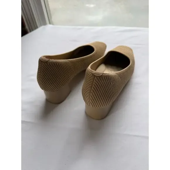 VIVAIA Square-Toe Chunky Heels (Melody Pro) Nude Peach Shoe Sz 9.5/41.5